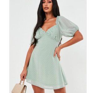 Missguided mint dobby milkmaid skater dress